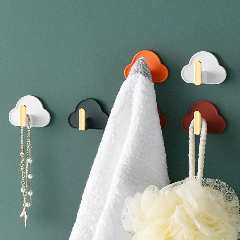 Light Luxury Paste Cloud Sticky Hook Strong Viscose Punch-Free Hook Wall Hanging Traceless Hook Key Hook 4pcs by eprolo