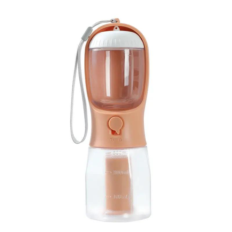 AdTec dog water bottle cup with strap, peach-pink body and clear reservoir, 200ml capacity