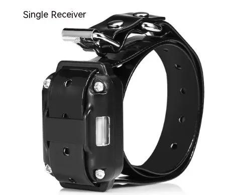 Remote Control Dog Training Collar with single receiver, black strap.