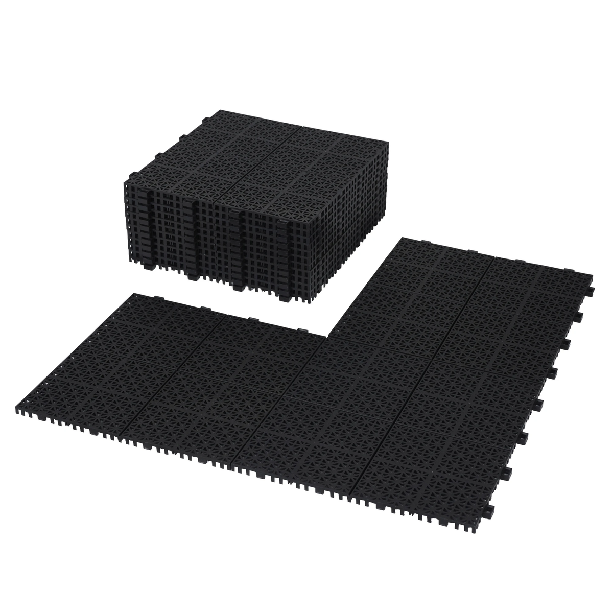 12 x 12 inch black interlocking deck tiles, plastic waterproof, weighing up to 6613 pounds, with a rose pattern pack of 12 by eprolo
