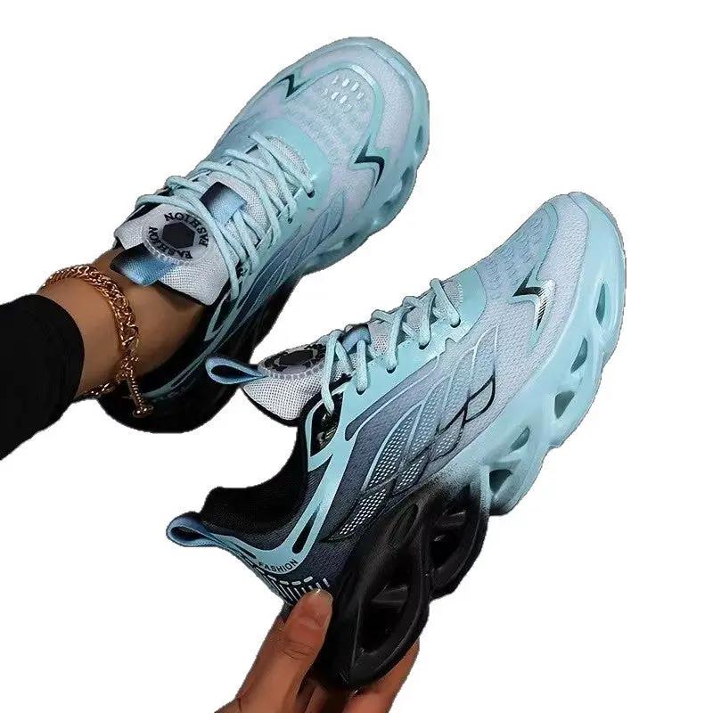 AeroStride lightweight running shoes by eprolo in light blue breathable mesh, pair.
