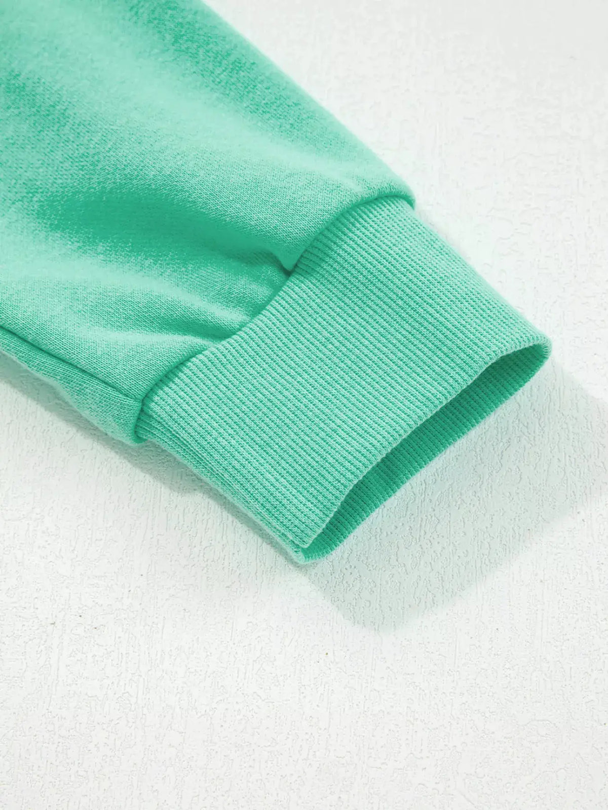Halloween Ghost Embroidered Casual Sweatshirt in mint green with ribbed cuff