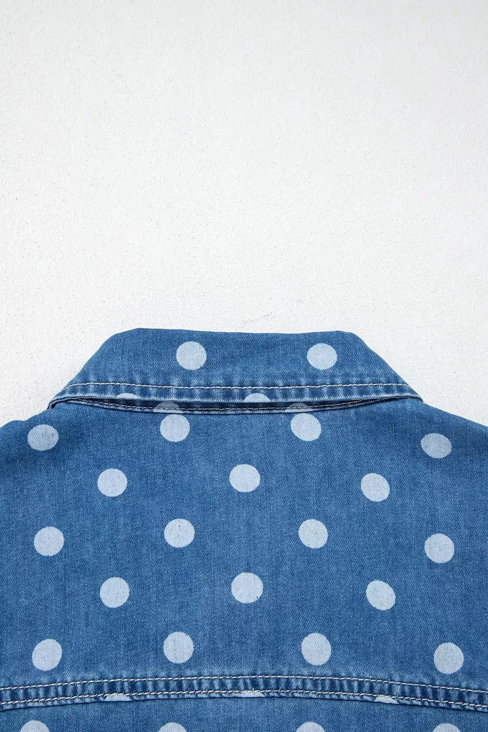 Trendsi polka dot denim long-sleeve tunic jacket, blue with white dots