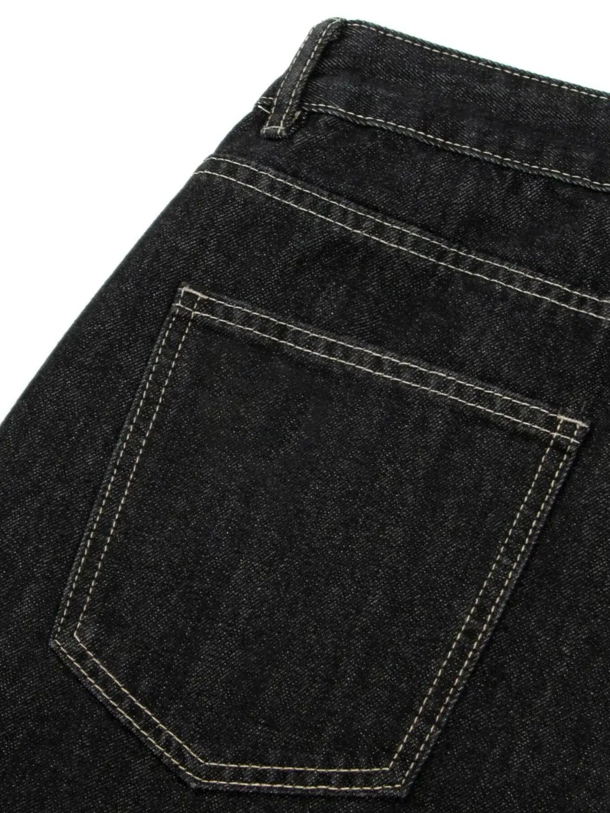Men's wide-leg denim shorts in dark indigo with back pocket and belt loop; cotton stretch