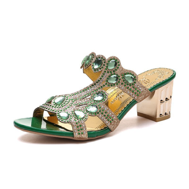 Calzado Exterior de Moda para Mujer Tacón Grueso Tacón Alto Chanclas Sandalias Tallas Grandes
