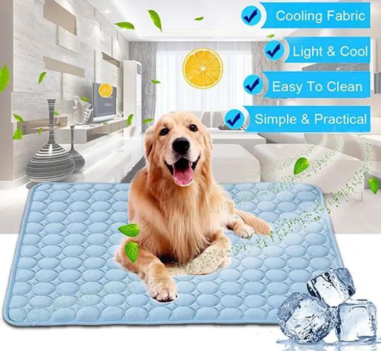 Pet cooling mat blue ice-silk nest pad for dogs and cats; quilted bubble surface