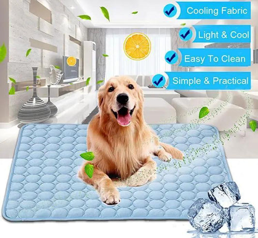Pet cooling mat blue ice-silk nest pad for dogs and cats; quilted bubble surface