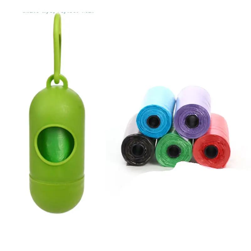 AdTec green dog poop bag dispenser with assorted colored waste bags