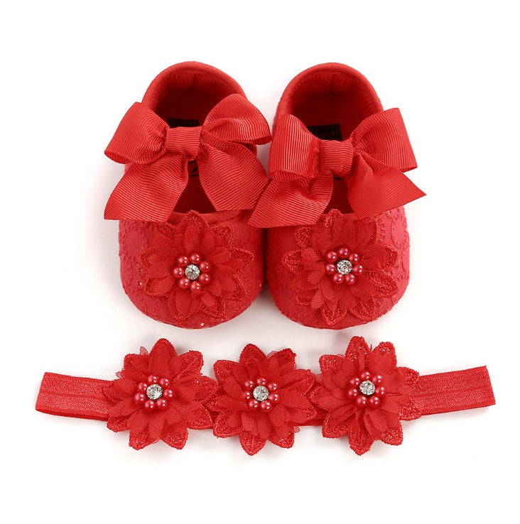 Zapatitos de bebé de mujer de encaje Floret, zapatitos de bebé de suela blanda, zapatitos para caminar, zapatitos de princesa