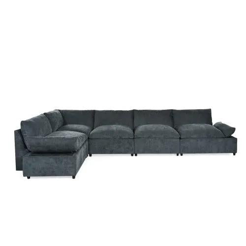 LuneluX_Home – 115.5" Modular Deep Gray Sectional Sofa with Storage &