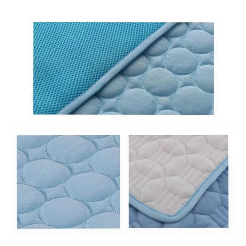 Pet cooling nest pad for dogs and cats, AdTec Ice Silk blue quilted pad for summer cooling