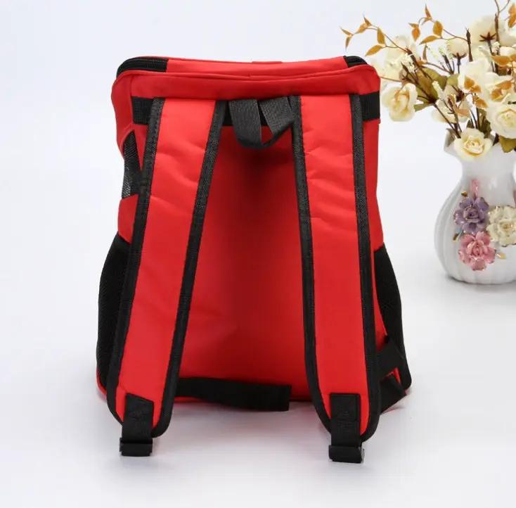 AdTec Premium Breathable Pets Travel Backpack Carrier in red with black straps