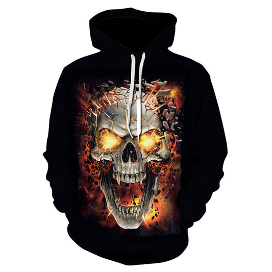 Hoodie with 3D skull print on black fabric by AdTec