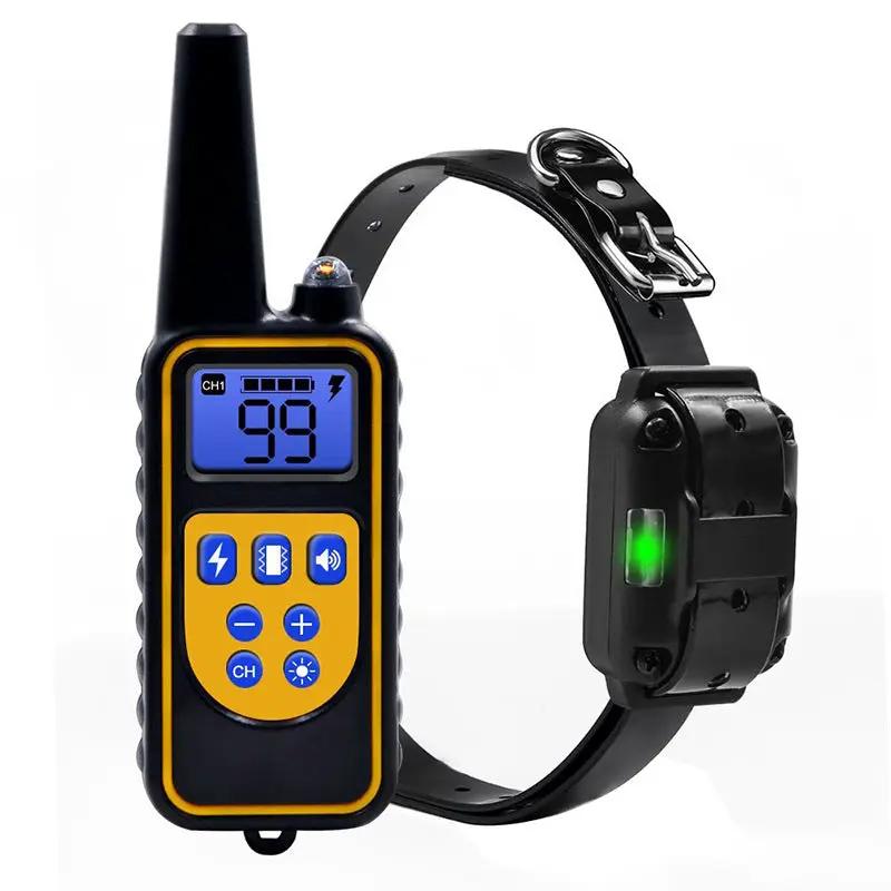 AdTec remote-control dog training device with yellow handheld transmitter and black collar.