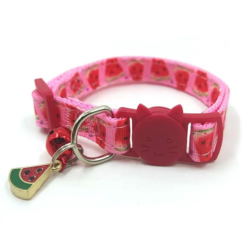 Cat collar pink watermelon-print with bell, AdTec brand