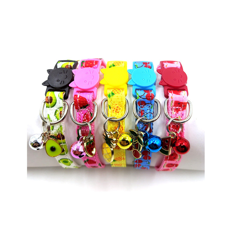 AdTec Pet Print Bell Cat Collar set with colorful patterned straps and bells.