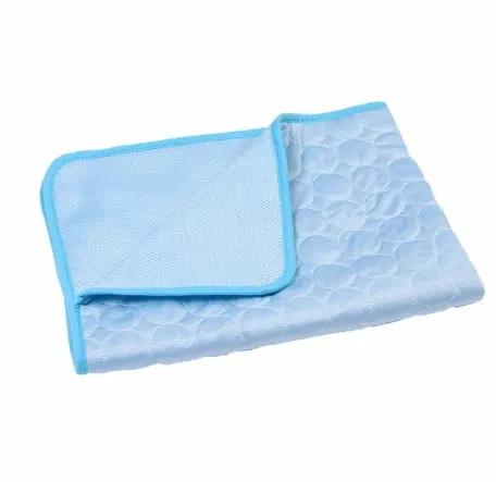 Summer Cooling Pet Sleeping Ice Silk Mat by AdTec, blue quilted mat