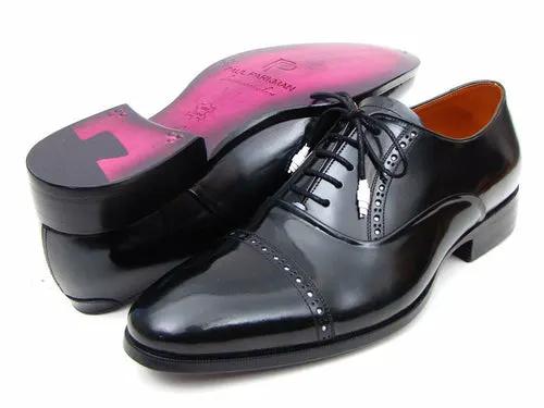 Paul Parkman Captoe Oxfords in black patent leather, pair of dress shoes