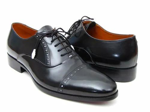 Paul Parkman captoe oxford dress shoes in black polished leather pair