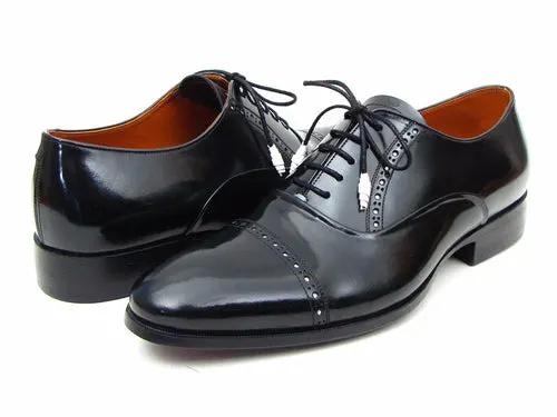 Paul Parkman Captoe Oxfords by PrimeCanada.Store, black polished leather dress shoes, pair
