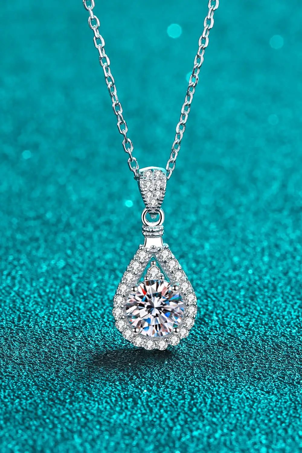 2 Carat teardrop moissanite pendant on 925 sterling silver necklace
