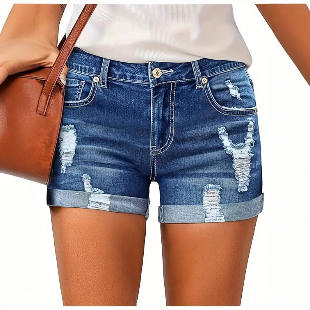 Shorts en jean élastique pour femme