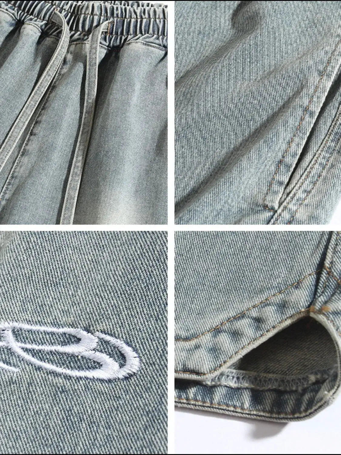 Men's plus-size drawstring denim shorts, light-wash denim, relaxed fit, Trendsi.
