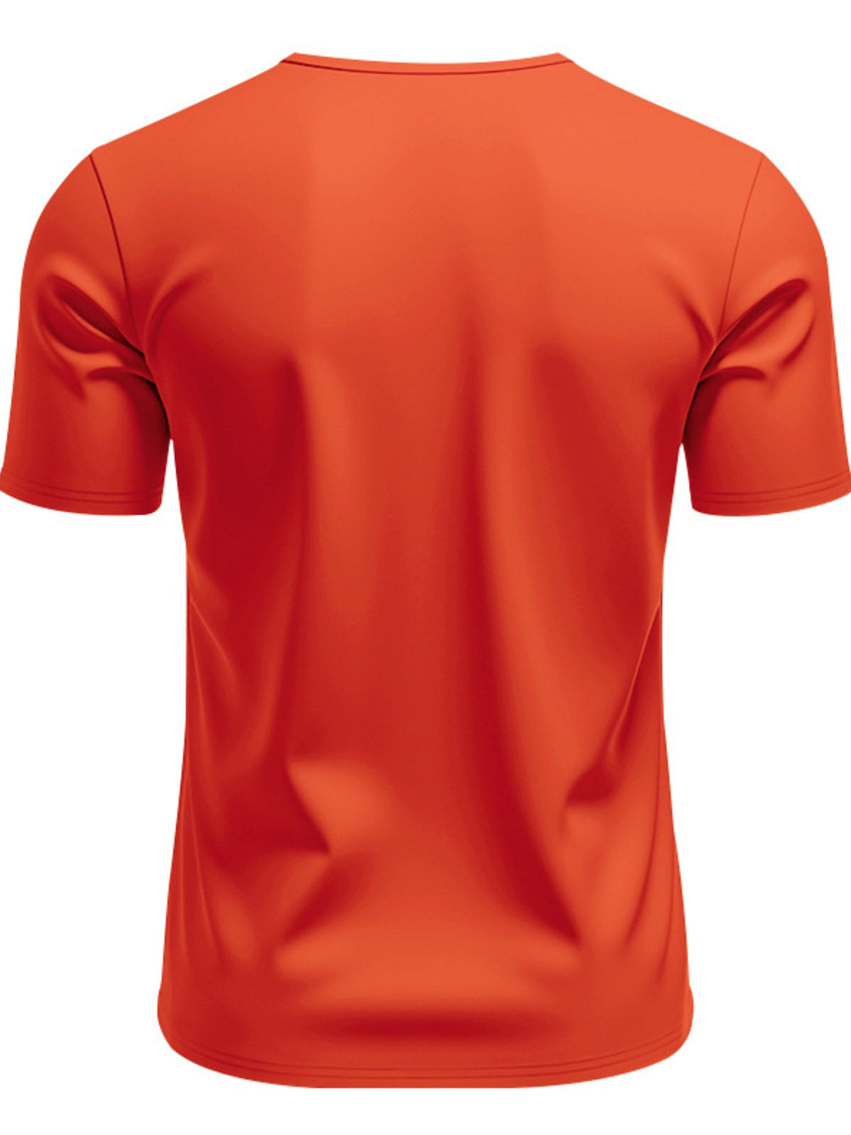 Men's plus-size orange short-sleeve T-shirt, back view