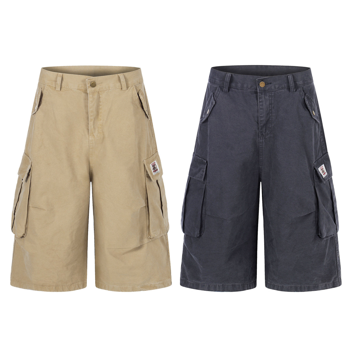 Shorts Unisex Multi-Pocket Wide Leg Slimming Versatile Vintage Casual Mid-Length Pants