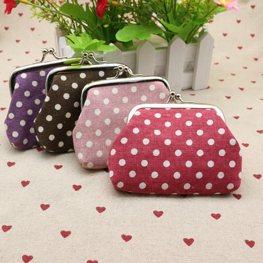 Sac à monnaie en tissu de lin à pois zéro pour enfants, portefeuille créatif, petit cadeau Taobao, vente en gros