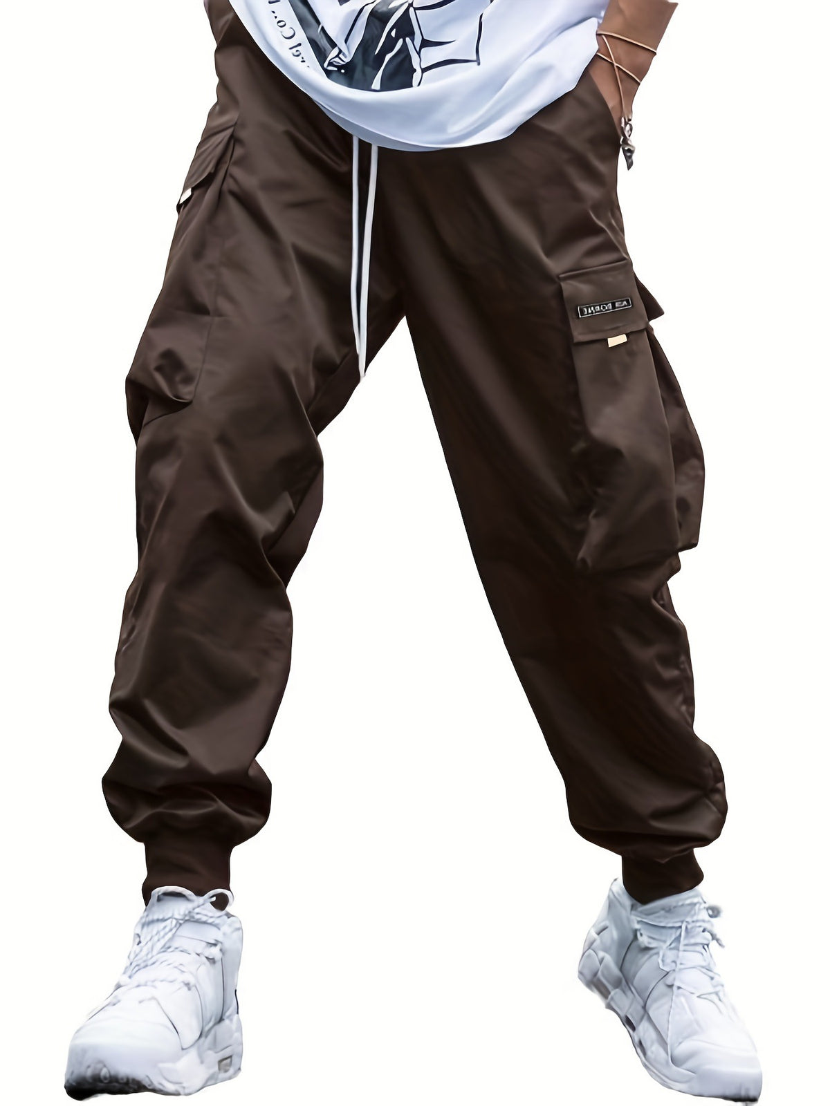 Cargo pants AdTec brown multi-pocket with drawstring waist