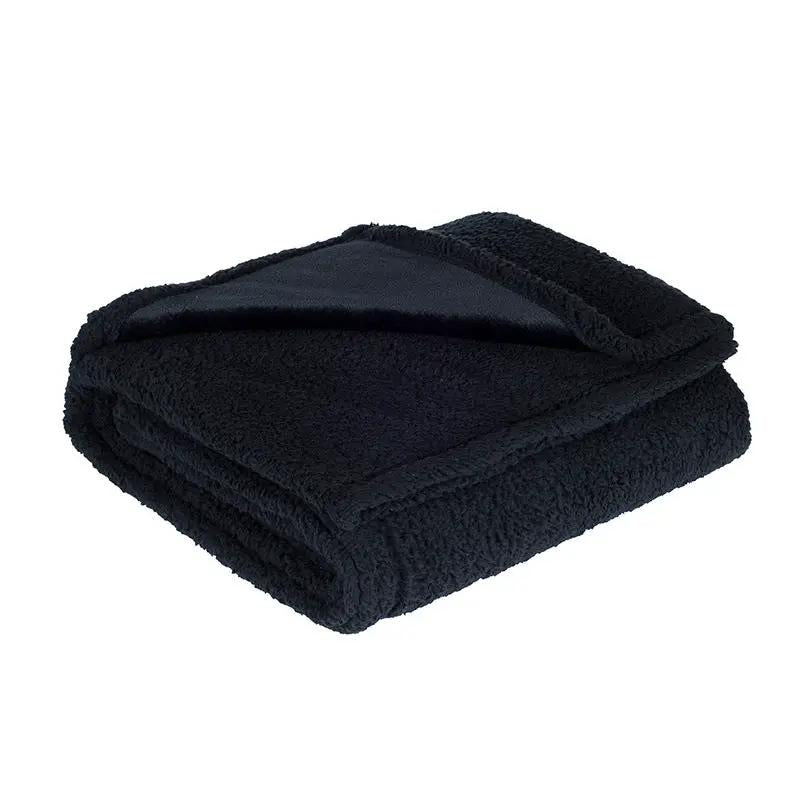 Blanket AdTec water-proof flannel cotton velvet, dark navy, folded