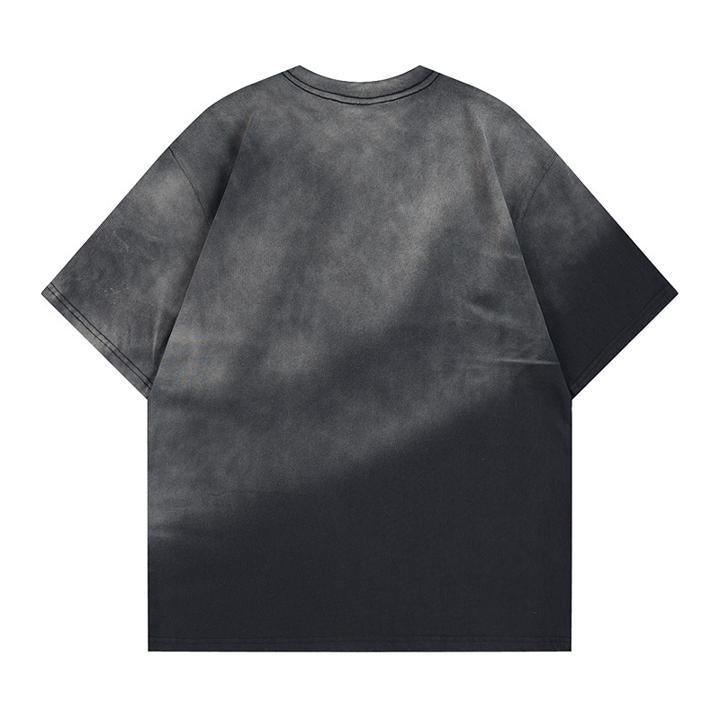 T-shirt à manches courtes avec lettrage estampé à chaud et teinture par pulvérisation