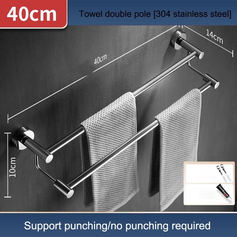 304 stainless steel towel rack, non perforated, bathroom towel double pole hanging rack, household towel rack by eprolo