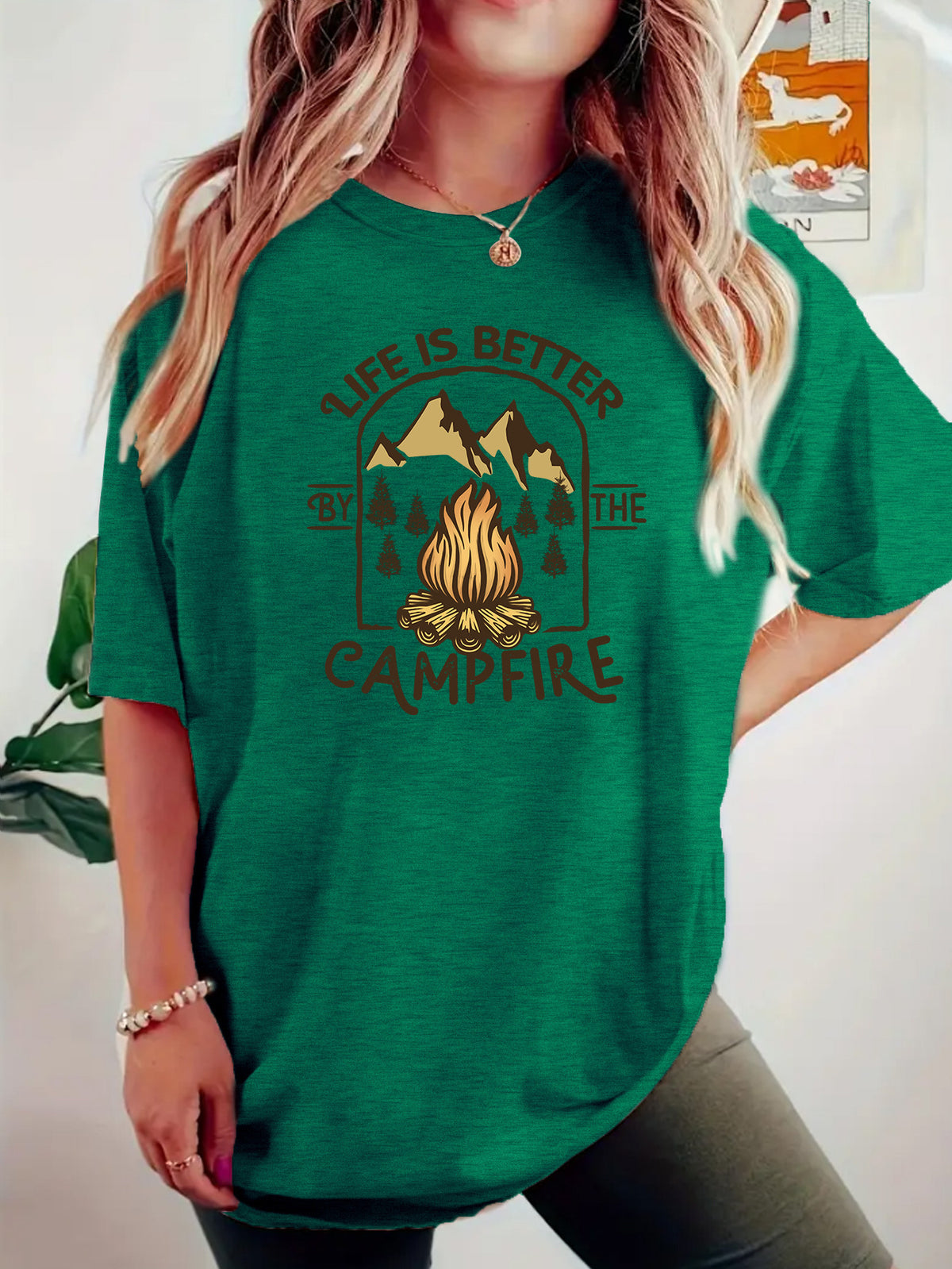 T-shirt de camping imprimé à manches courtes