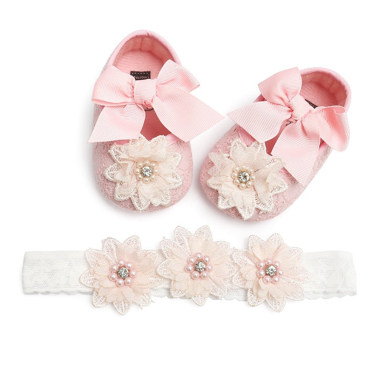 Zapatitos de bebé de mujer de encaje Floret, zapatitos de bebé de suela blanda, zapatitos para caminar, zapatitos de princesa