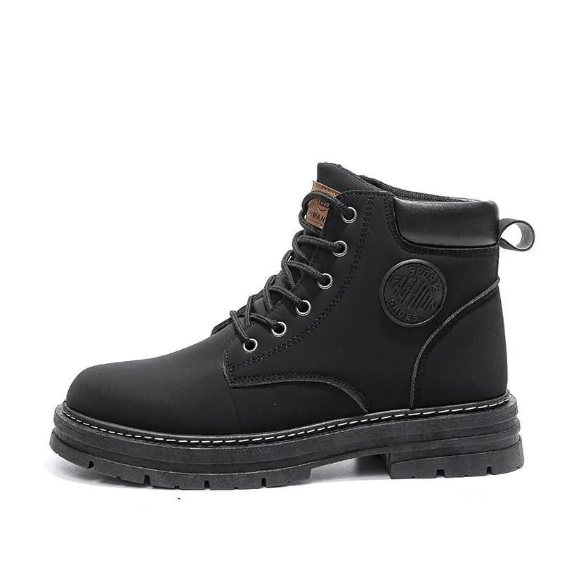 Atlas Mens Waterproof Winter Boots AdTec, black lace-up boot with cushioned comfort
