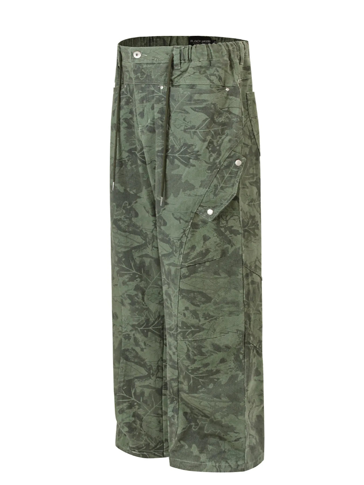 Men's camo print cargo pants by Trendsi with drawstring waist and multiple pockets