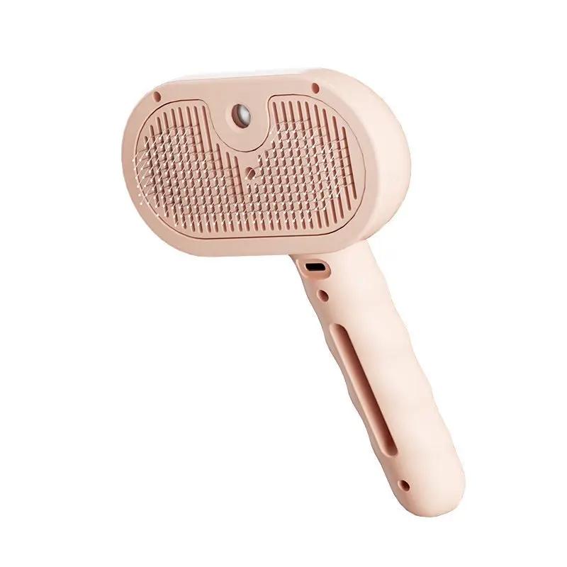 Pet spray hair comb by AdTec, pink handheld dematting grooming brush for cats and dogs