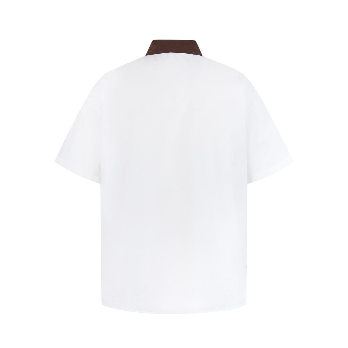 Cartoon puppy printed short-sleeve T-shirt, white with brown collar, back view