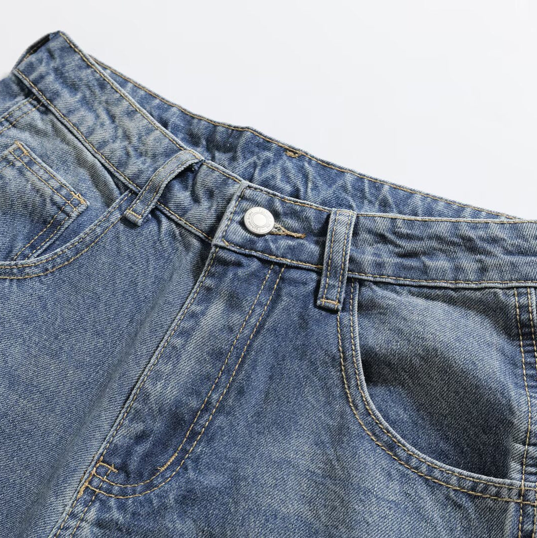 Jeans eprolo Custom MadeStyle Women's Classic Versatile Denim Jeans; blue denim with metal button and belt loops