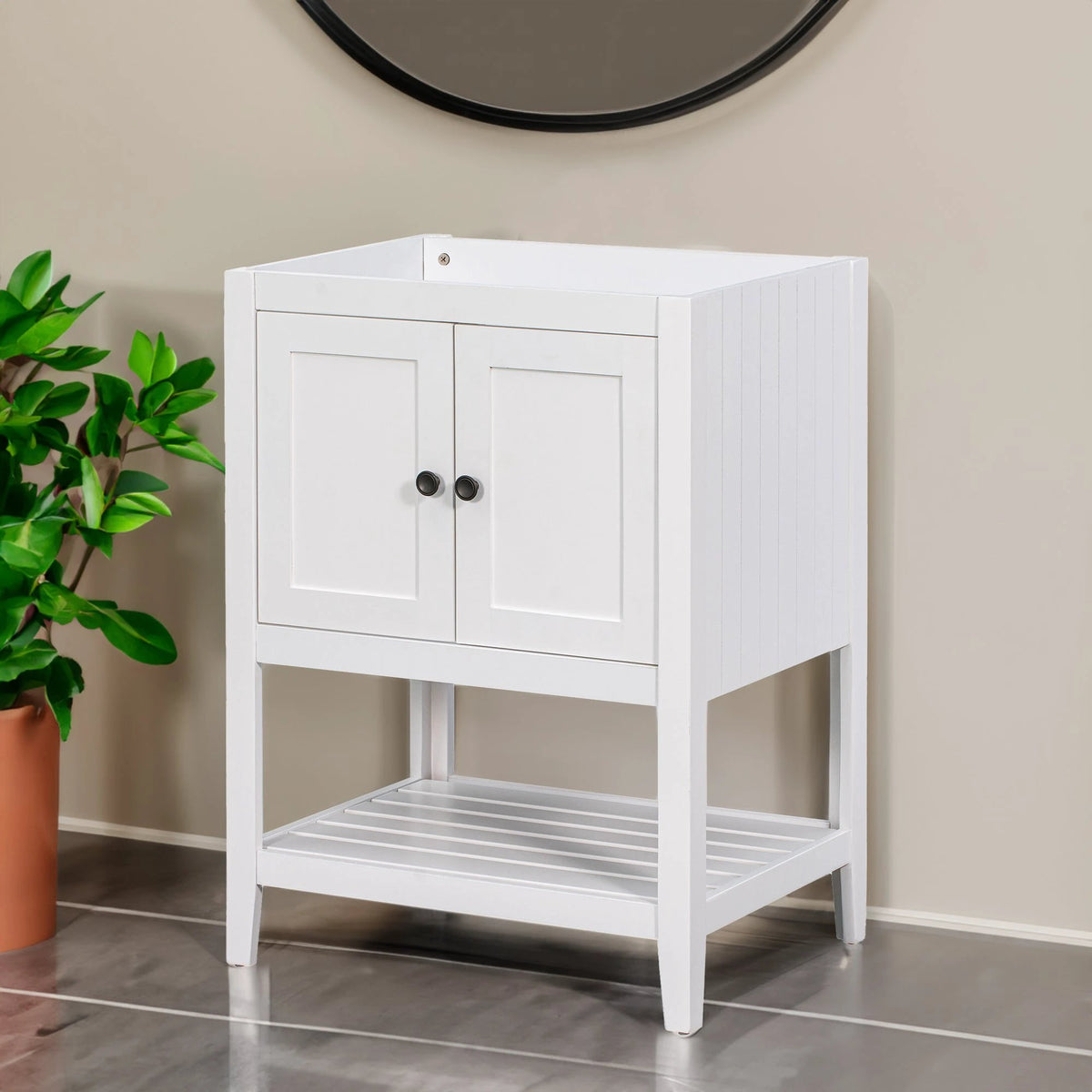 24" Bathroom Vanity Base Only, Soild Wood Frame, Bathroom Storage Cabinet by eprolo