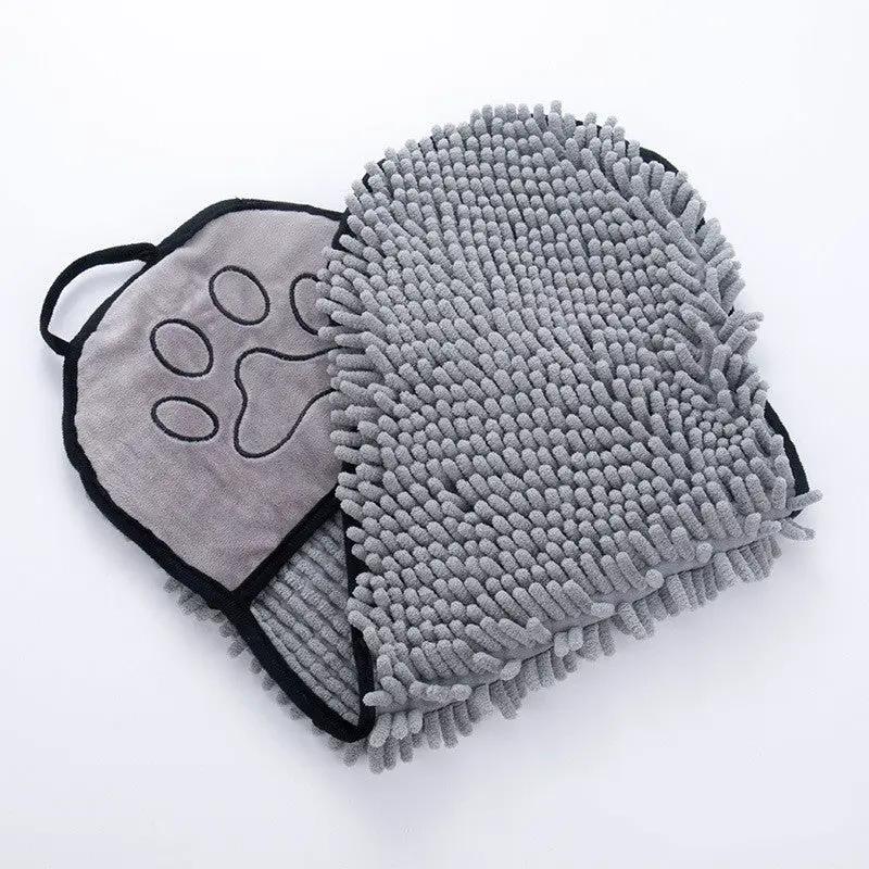 AdTec 2-pack pet towels: grey microfiber dog and cat bath towels, super absorbent and quick-drying