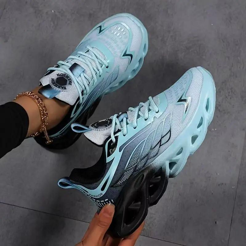 Pair of AeroStride Lightweight Running Shoes with breathable mesh in light blue by eprolo
