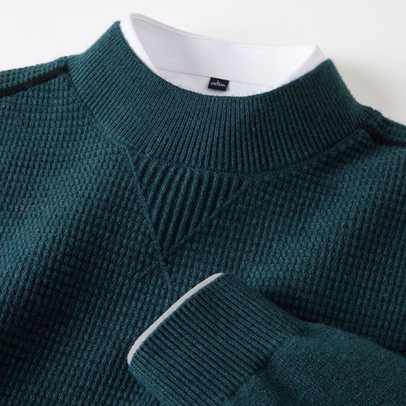 Trendy Men's Sweater-Jacket by AdTec in teal knit with ribbed collar and cuffs