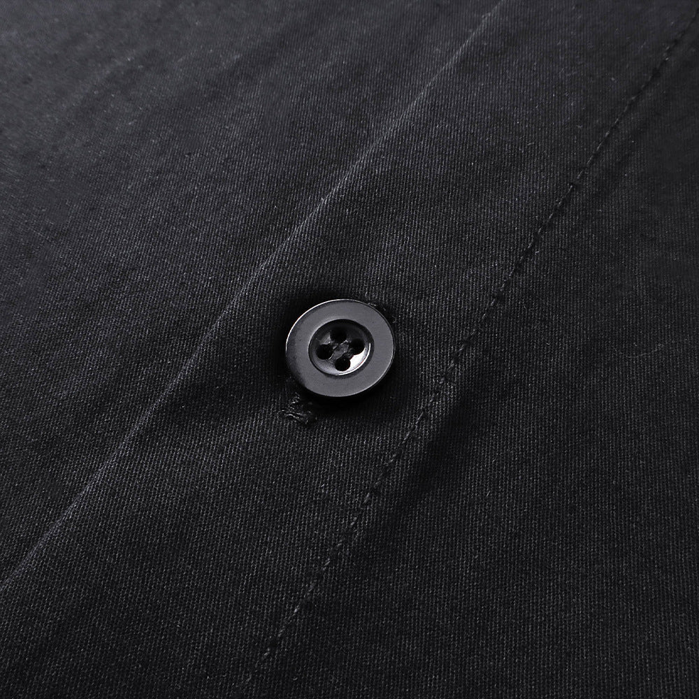 Letter dyed short-sleeve shirt by eprolo, black fabric with black button