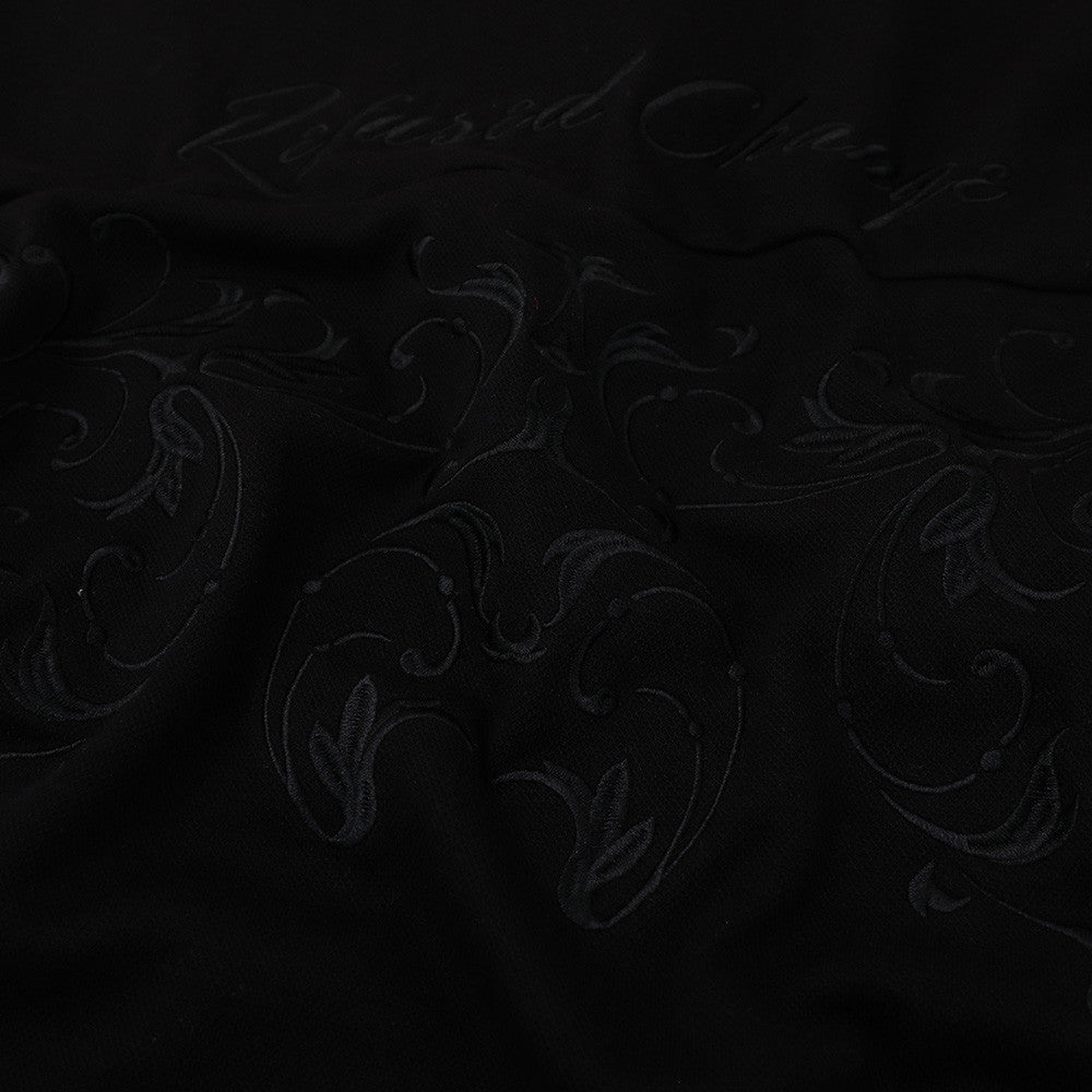 Collar short sleeved T-shirt by eprolo, black fabric with subtle pattern