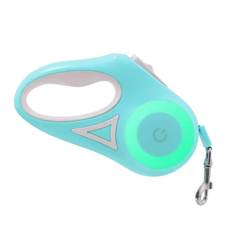 Retractable dog leash with LED spotlight by AdTec; turquoise blue