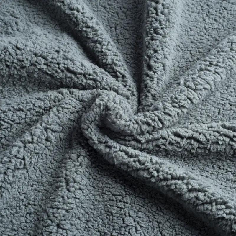 Water-proof blanket with grey plush fleece texture
