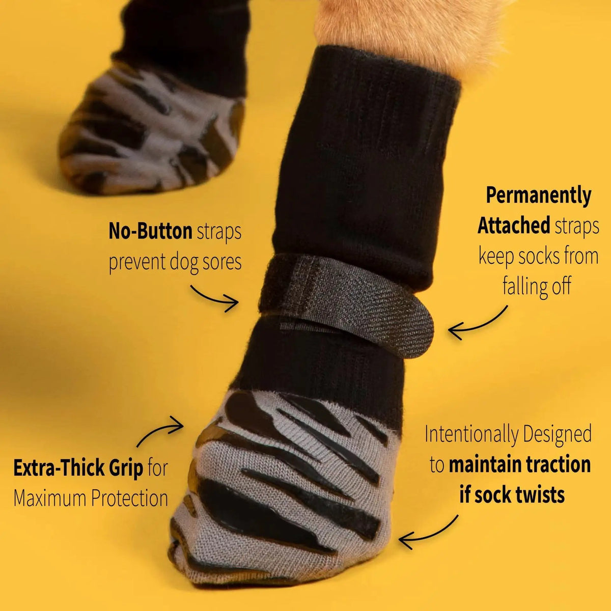AdTec pet sock shoes: 2 non-slip waterproof socks for dogs/cats, black with straps and camouflage